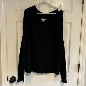 L Love Ladies Oversized Black Long Sleeve Off the Shoulder Sweater Size M